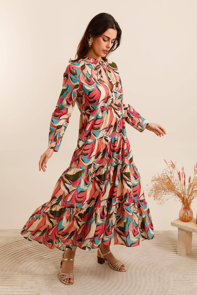 Abstract floral printed cotton dressCHOKLATE PARISDRESS