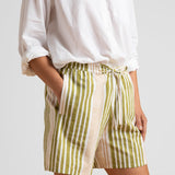 Shore Shorts - Mixed Up Stripe - Baked Clay & Olive Oil