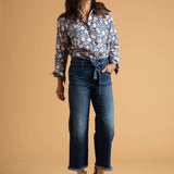 Good Boyfriend Shirt - Floral Escape True Navy & Neon Peach
