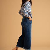 Good Boyfriend Shirt - Floral Escape True Navy & Neon Peach