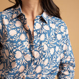 Good Boyfriend Shirt - Floral Escape True Navy & Neon Peach