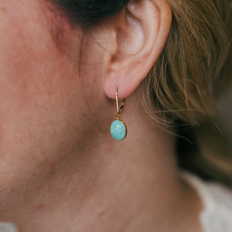 Amazonite Oval Gemstone Leverback EarringsBeth ZinkEARRINGS