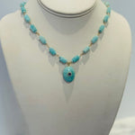 Amazonite Oval Pendant With Amethyst And Amazonite Tube Short NecklaceBeth ZinkNECKLACES