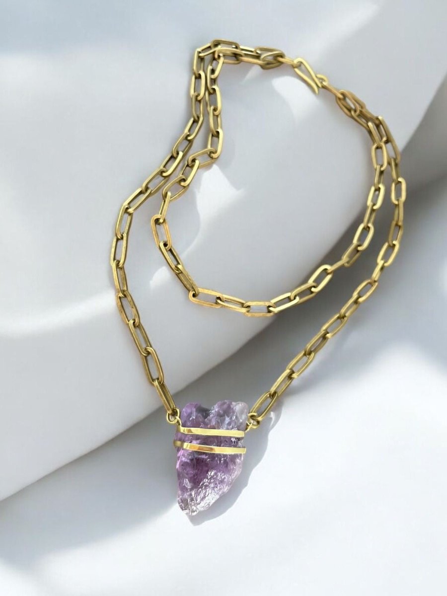 Amethyst Crystal in Bronze NecklaceMolaNECKLACES