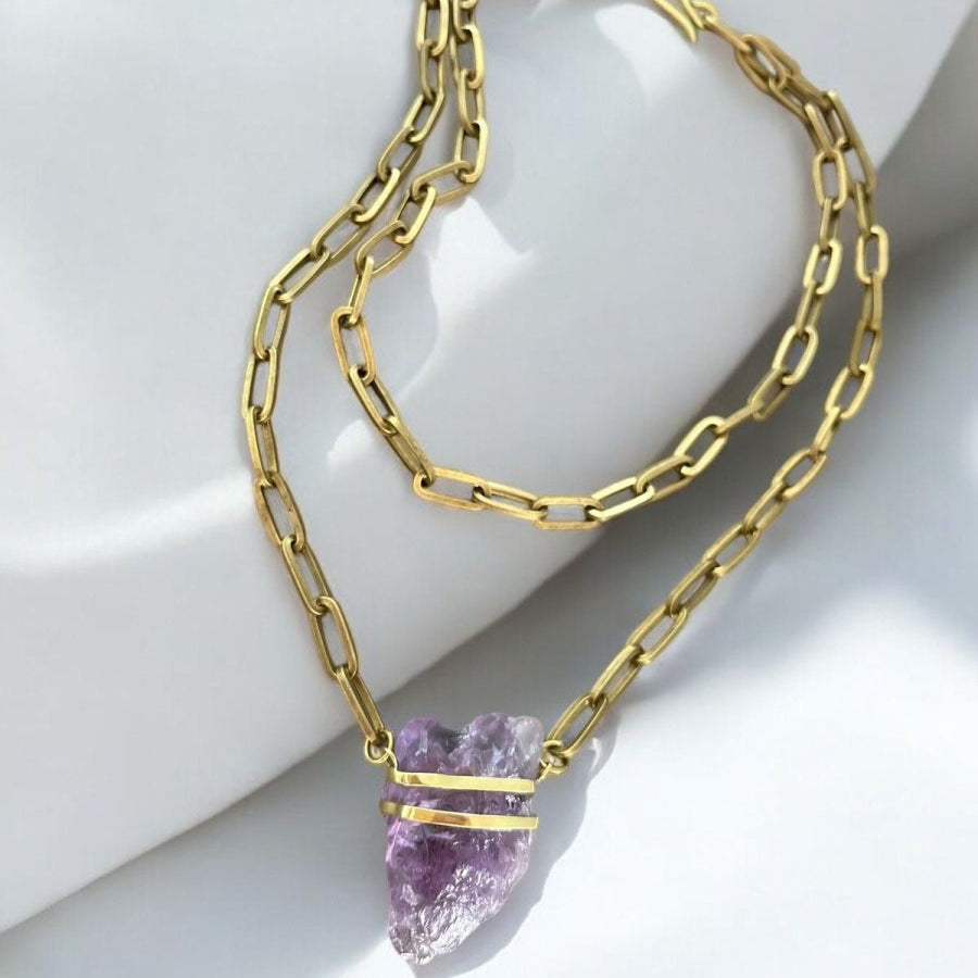 Amethyst Crystal in Bronze NecklaceMolaNECKLACES