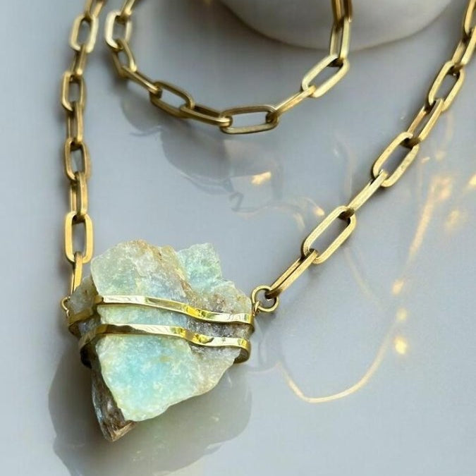 Andean Opal Crystal in Bronze NecklaceMolaNECKLACES