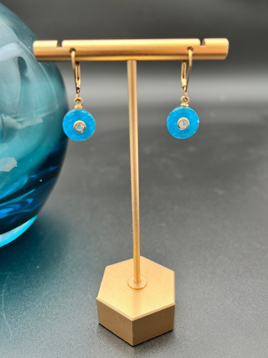 Apatite Gemstones With White Topaz Center EarringsBeth ZinkEARRINGS