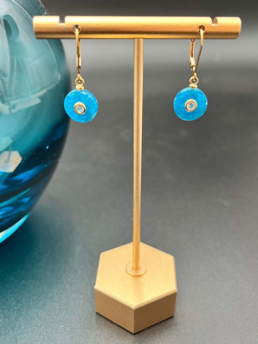 Apatite Gemstones With White Topaz Center EarringsBeth ZinkEARRINGS