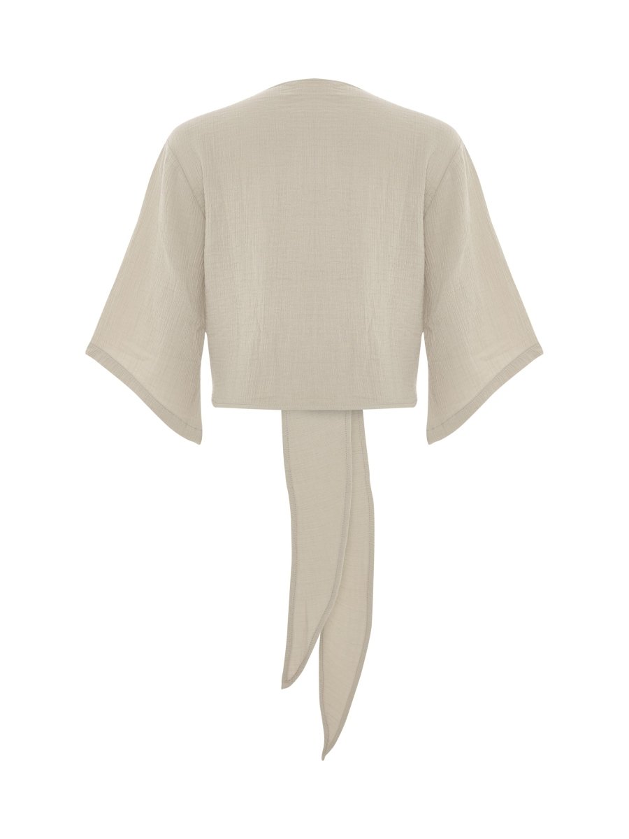 Aura Wrap Top - OatmealThe HandloomTop