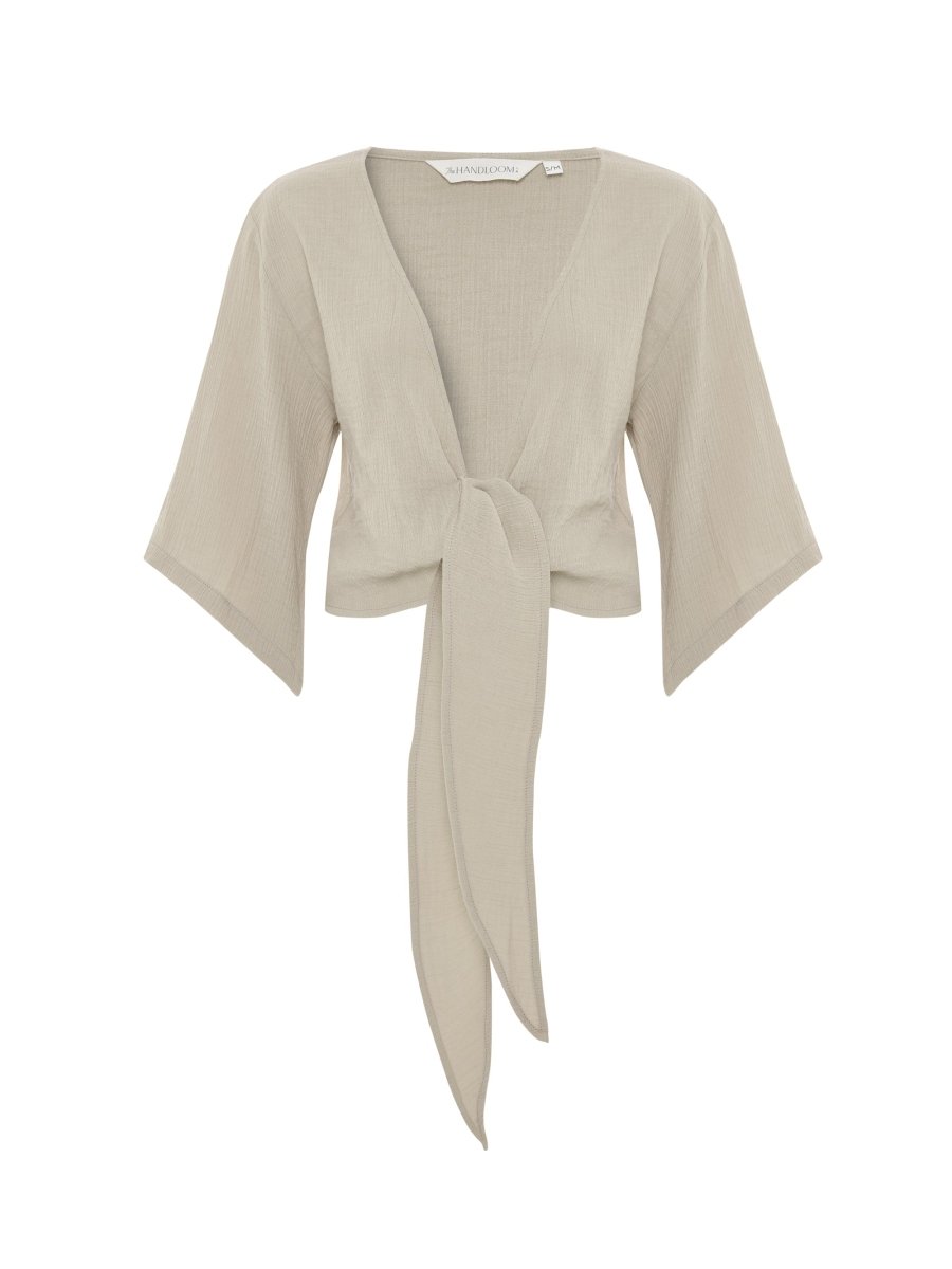 Aura Wrap Top - OatmealThe HandloomTop