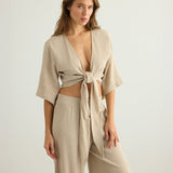 Aura Wrap Top - OatmealThe HandloomTop