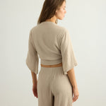 Aura Wrap Top - OatmealThe HandloomTop