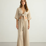 Aura Wrap Top - OatmealThe HandloomTop