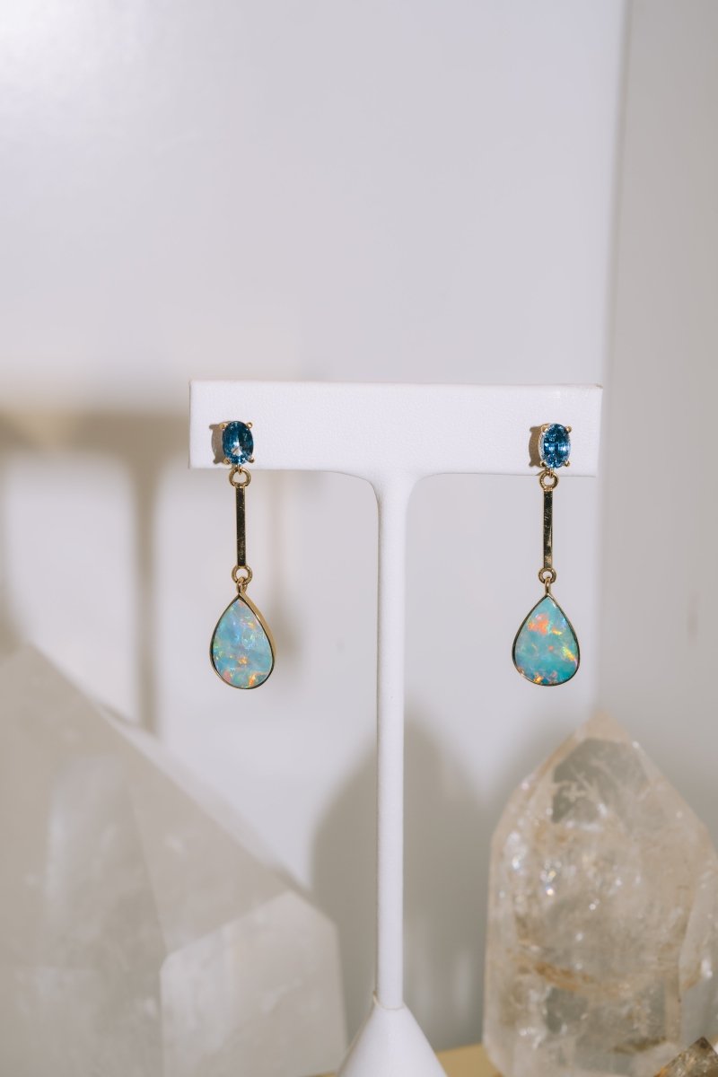 Australian Opal & Montana Sapphire EarringsWaterlight Jewelry Coearring