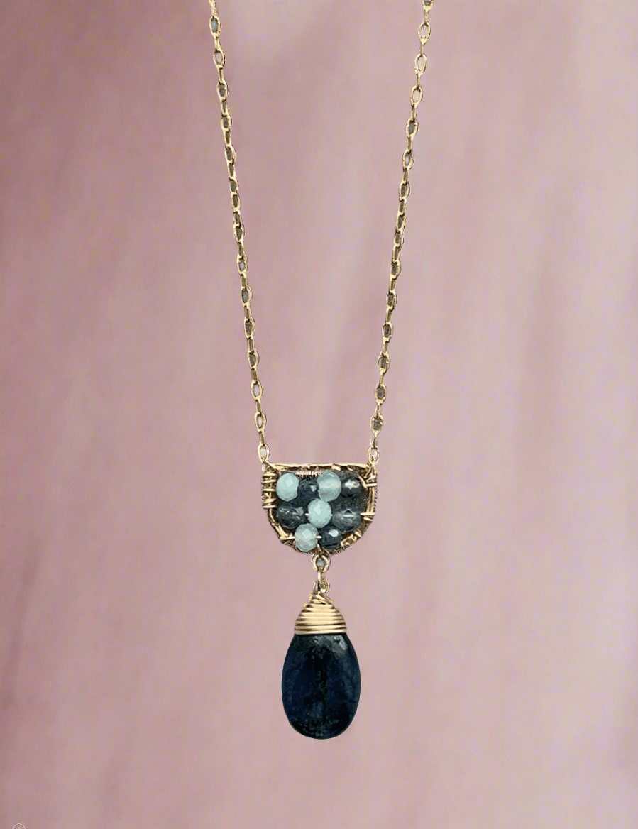 Australian Sapphire, Green Opal and Blue Green Kyanite NecklaceMichelle PresslerNECKLACES