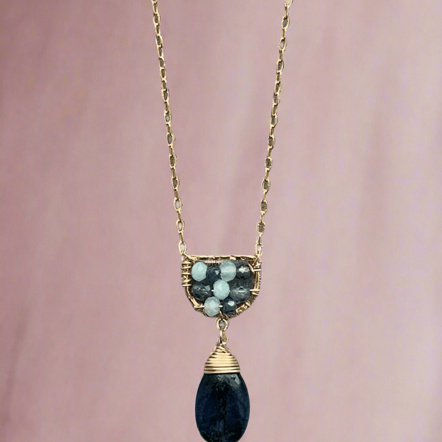 Australian Sapphire, Green Opal and Blue Green Kyanite NecklaceMichelle PresslerNECKLACES