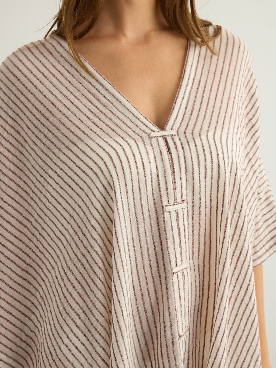 Ava Kimono - Burgundy StripesThe HandloomDRESS
