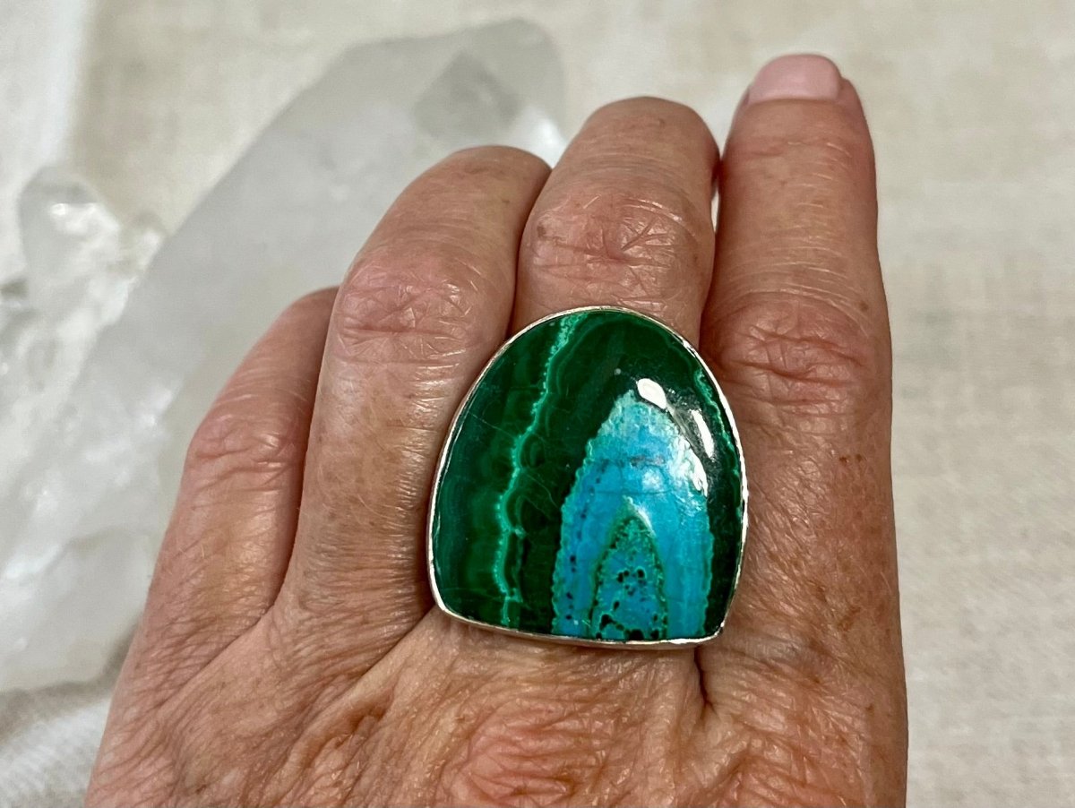 Azurite & Malachite Sterling Silver Adjustable RingZiabirdRINGS