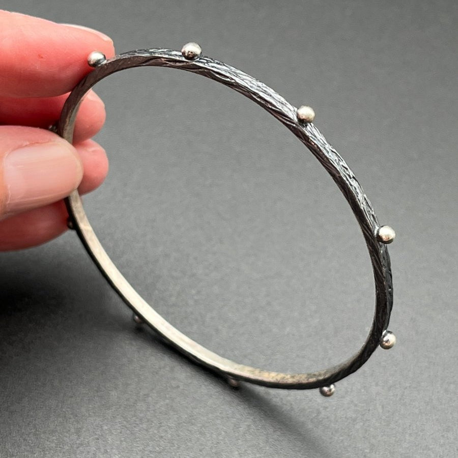 Bangle of Oxidized Silver - 2.5” diameterBORABRACELET