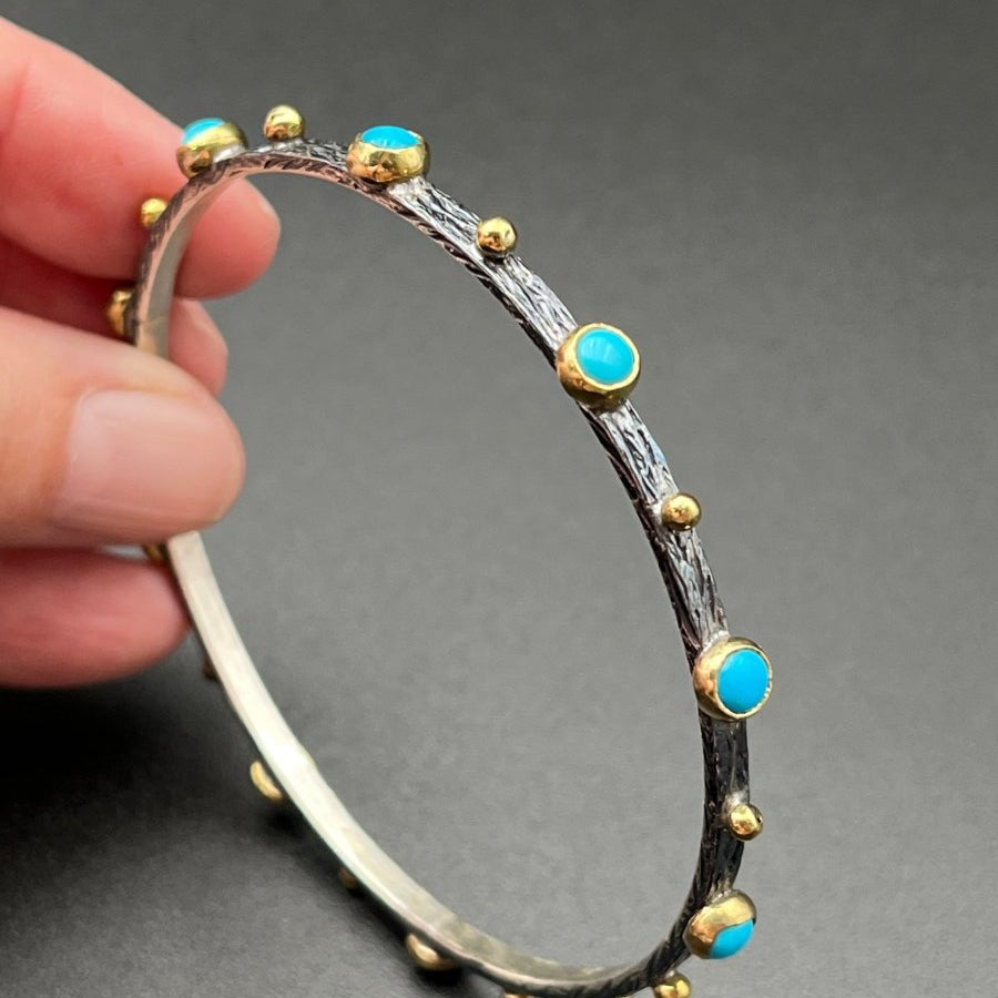 Bangle with Kingman Turquoise - 2.75” diameterBORABRACELET