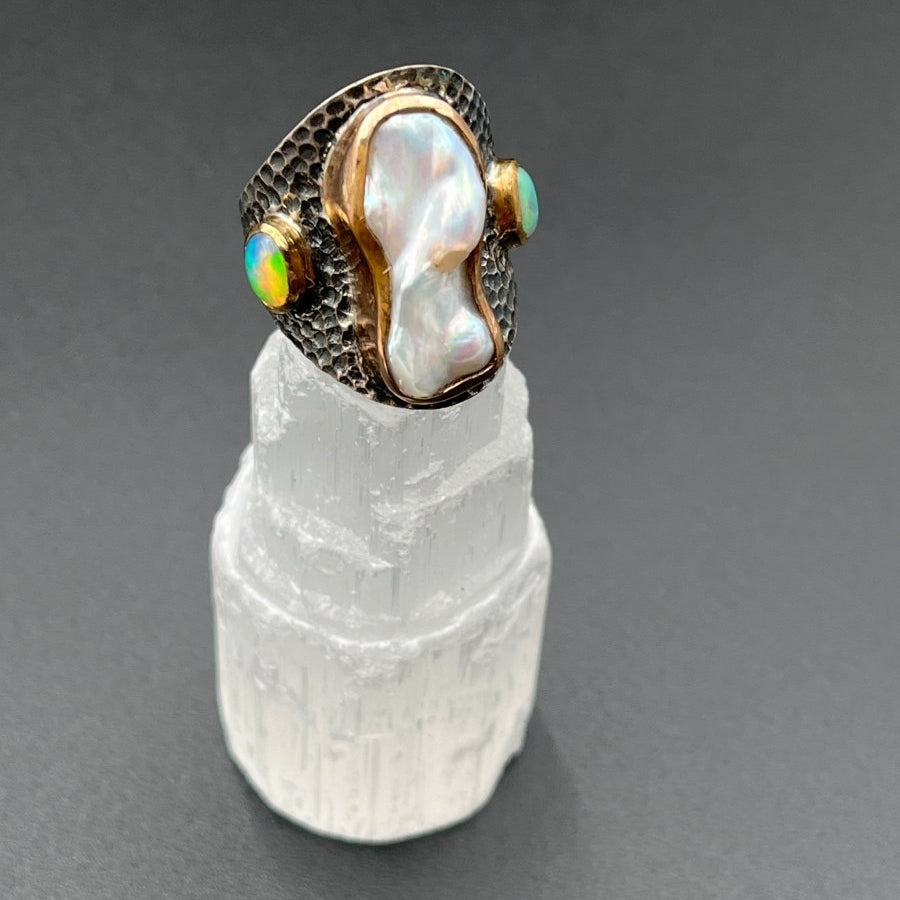 Baroque Pearl and Opal RingBORARINGS