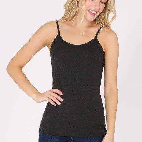 Basic cotton spandex camisole spaghetti strap: Charcoal GrayColor 5camisole