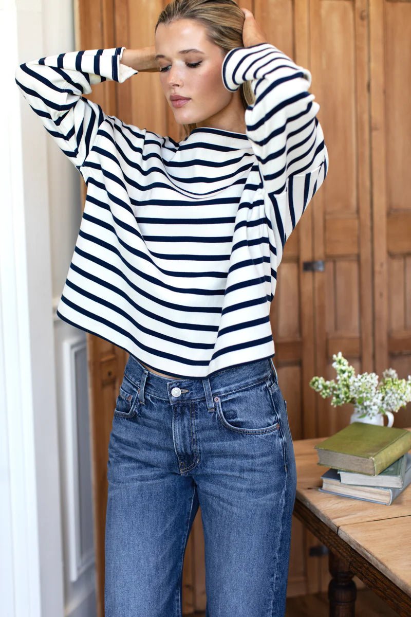 Bateau Top - Navy Stripe - One SizeEmerson FryTOPS