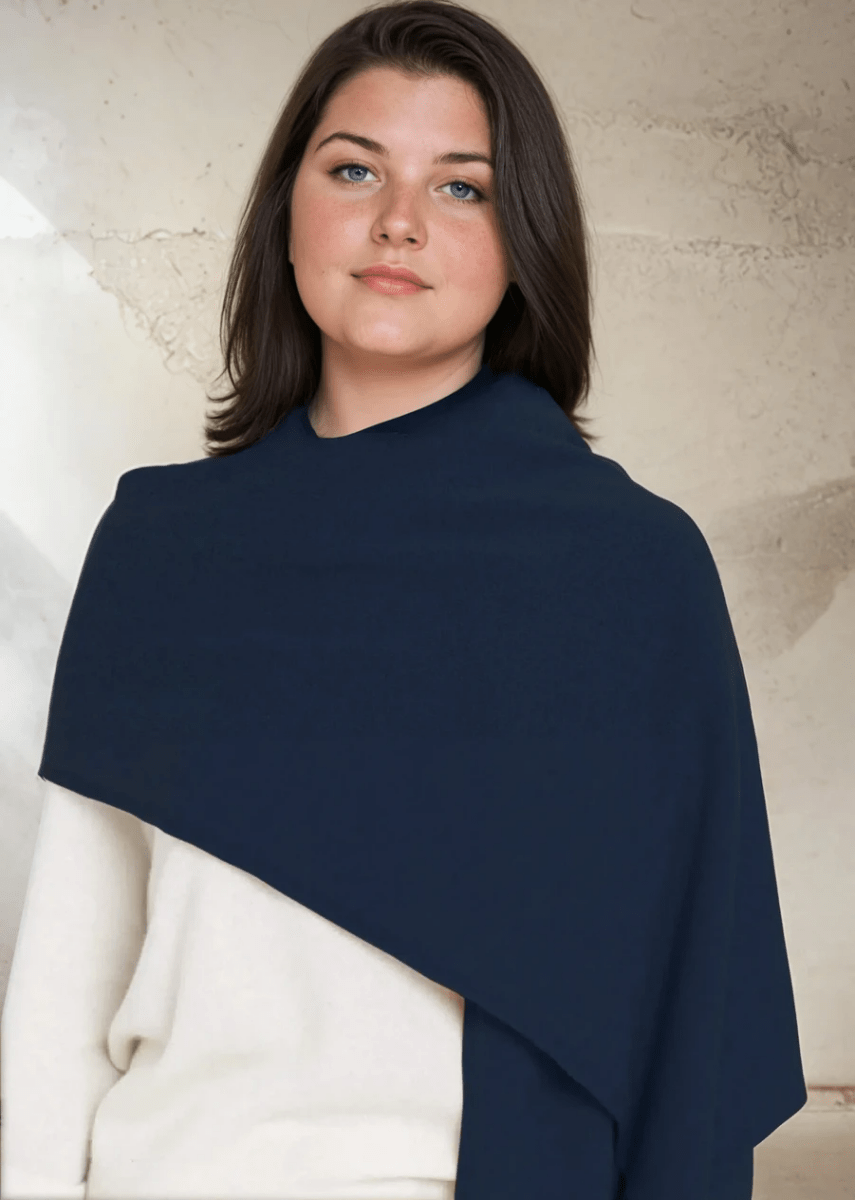 Bedford Recycled Cashmere Wrap Scarf - NavyAnd For GoodScarves