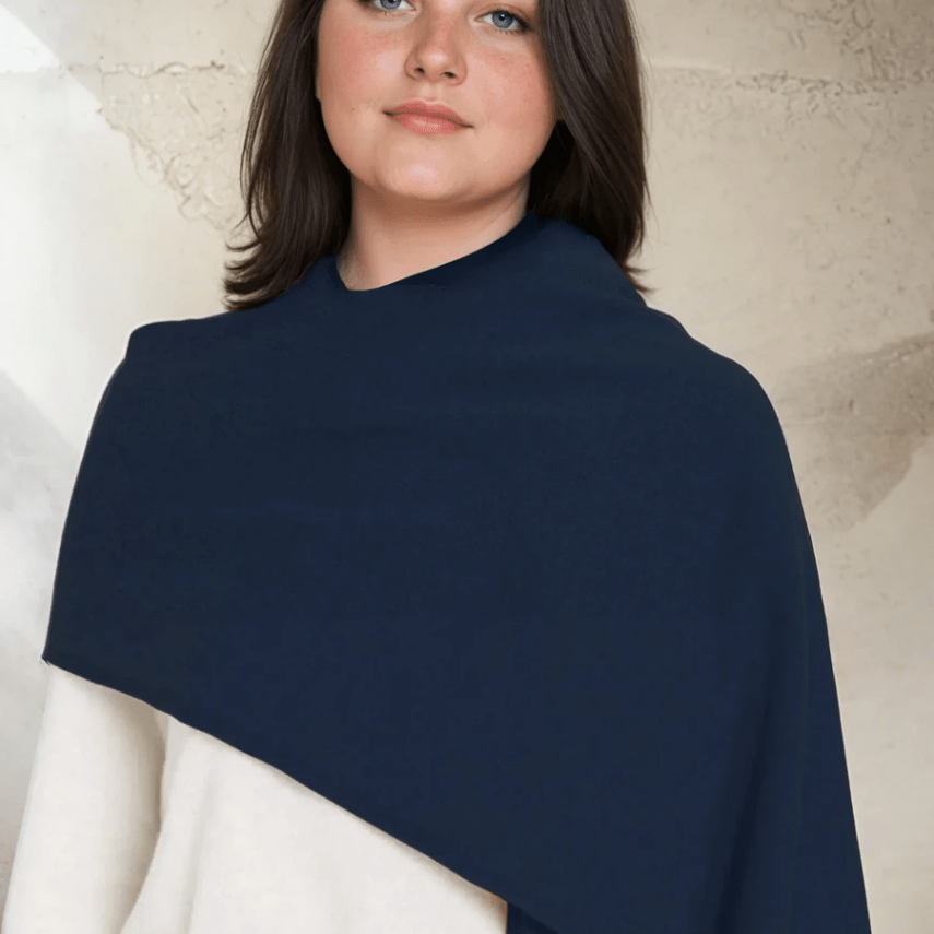 Bedford Recycled Cashmere Wrap Scarf - NavyAnd For GoodScarves