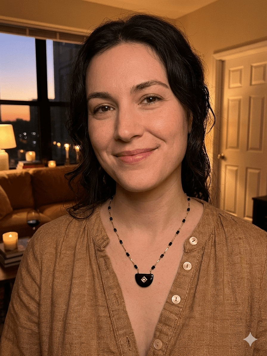Black Onyx Pendant Necklace with Citrine CenterBeth ZinkNECKLACES