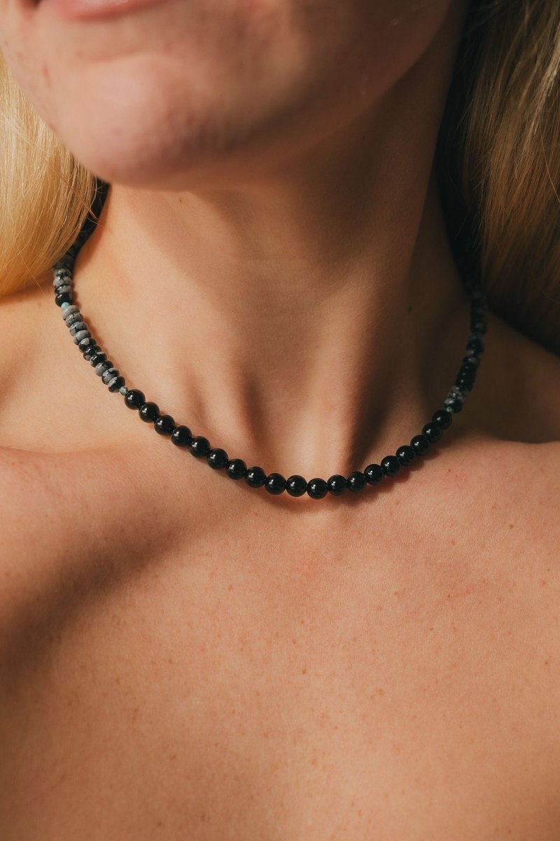 Black Tourmaline & Snowflake Obsidian NecklaceDebra PyeattNECKLACES