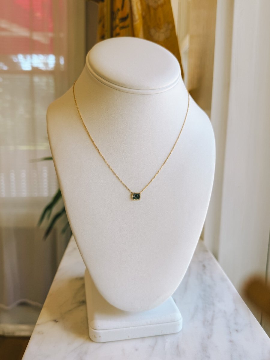 Blue Diamond Cluster Necklace - SquareMichelle PresslerNECKLACES
