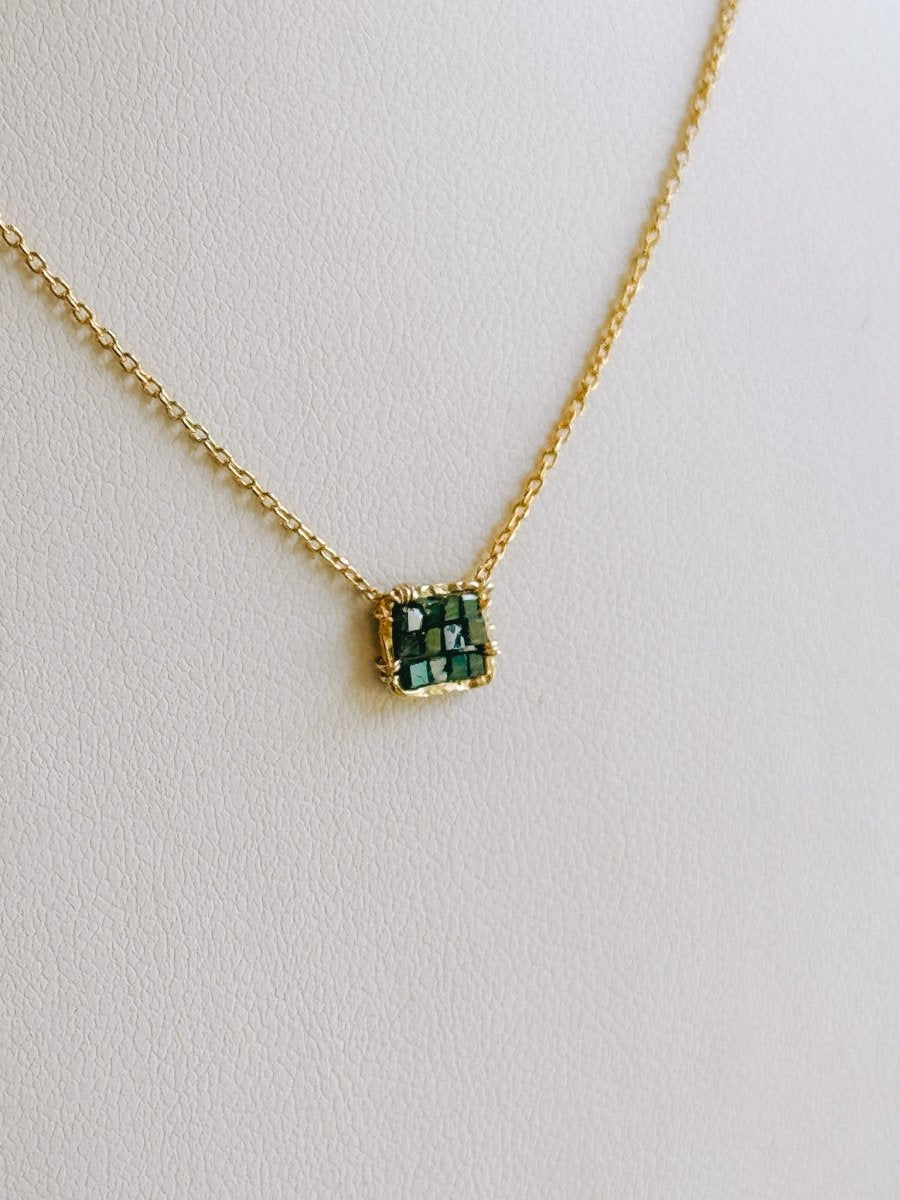 Blue Diamond Cluster Necklace - SquareMichelle PresslerNECKLACES