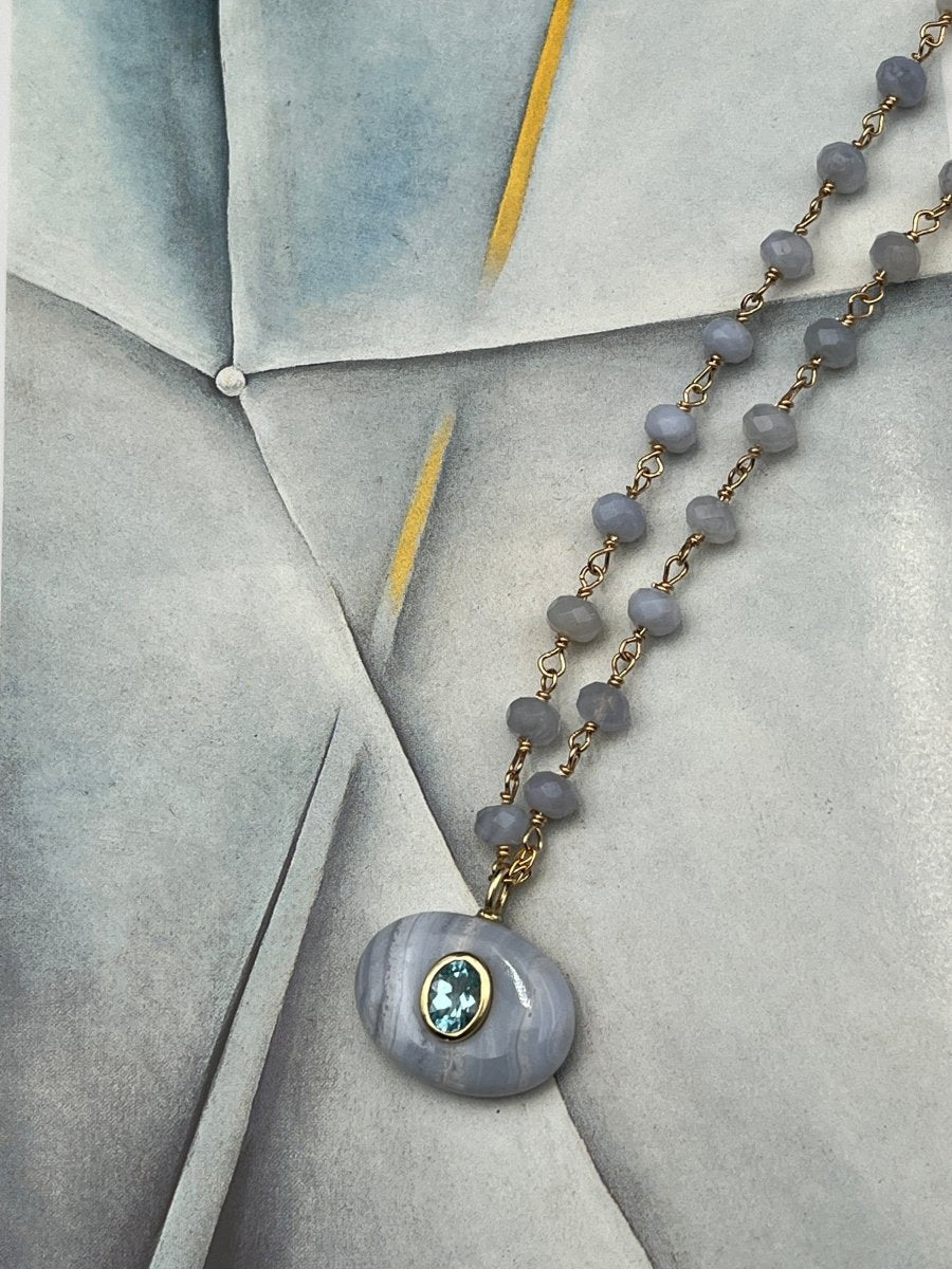 Blue Lace Agate with Embedded Blue TopazBeth ZinkNECKLACES