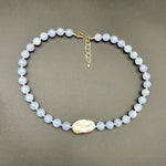Blue Lace Agate with Fireball Pearl NecklaceBeth ZinkNECKLACES