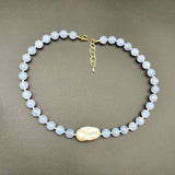 Blue Lace Agate with Fireball Pearl NecklaceBeth ZinkNECKLACES