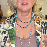 Blue Opal Smooth Rondelles Wire Wrapped Long NecklaceBeth ZinkNECKLACES