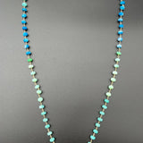 Blue Opal Smooth Rondelles Wire Wrapped Long NecklaceBeth ZinkNECKLACES