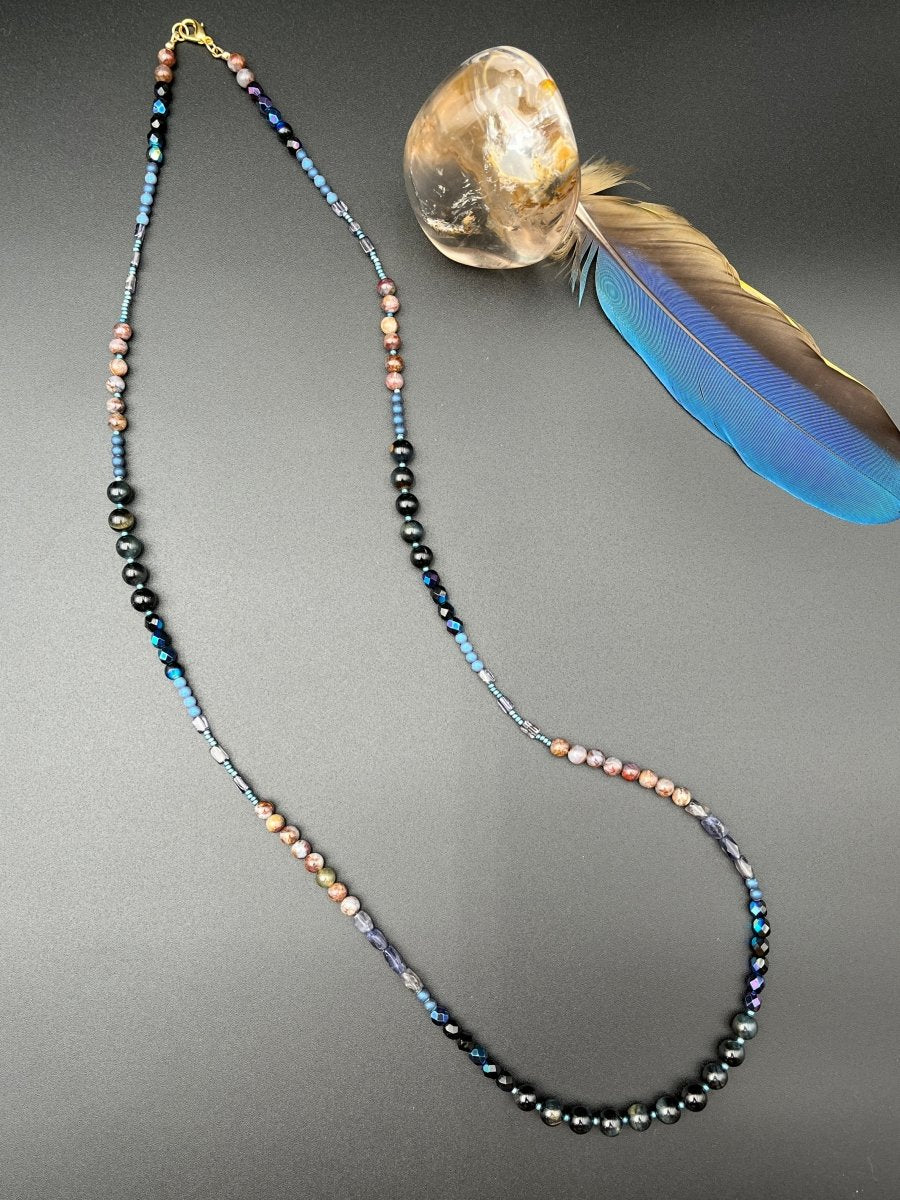 Blue Tigereye & Iolite Necklace – 36”Debra PyeattNECKLACES