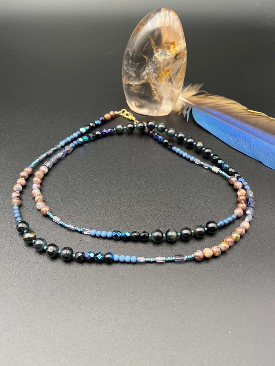 Blue Tigereye & Iolite Necklace – 36”Debra PyeattNECKLACES