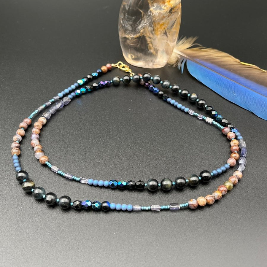 Blue Tigereye & Iolite Necklace – 36”Debra PyeattNECKLACES