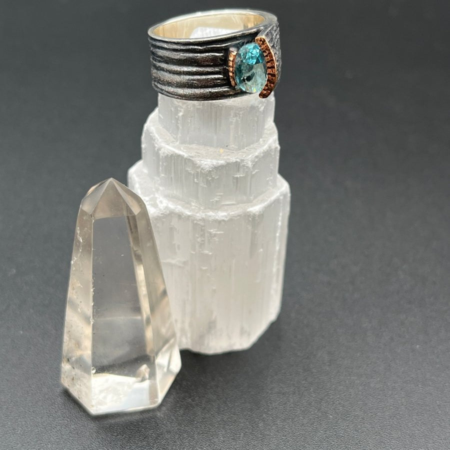 Blue Topaz on Oxidized SilverBORARINGS