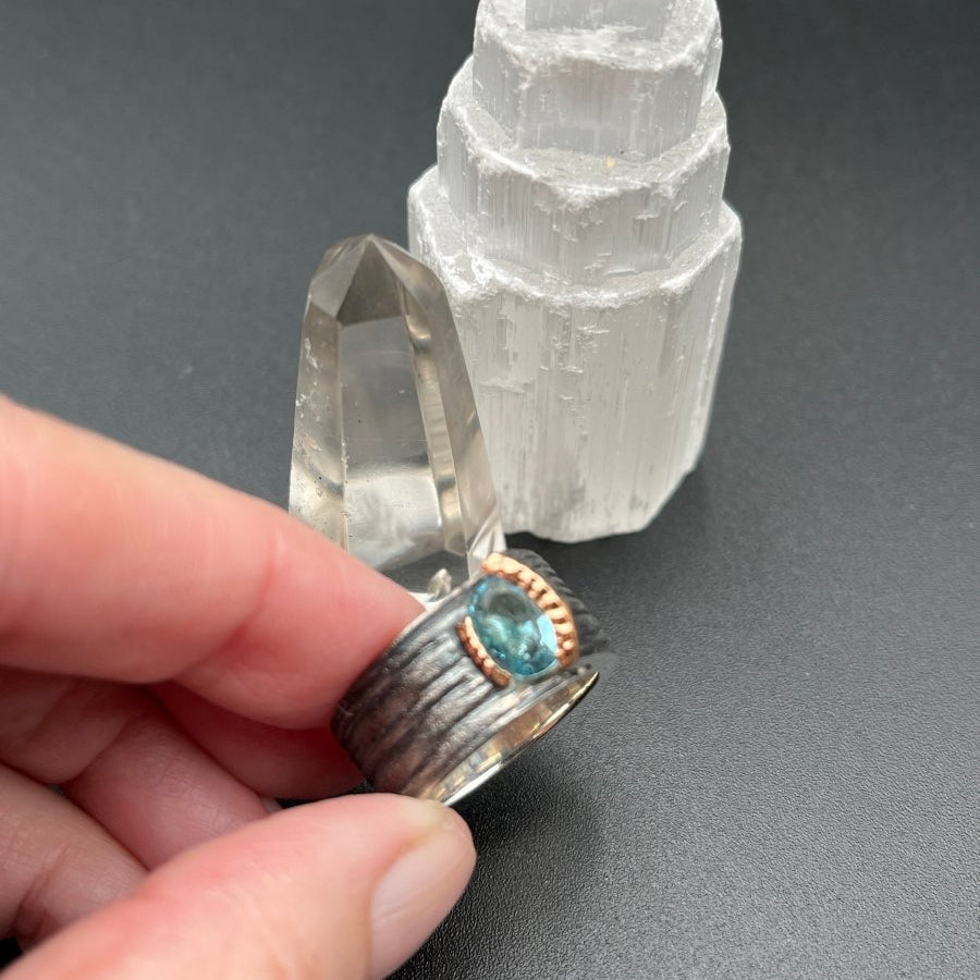Blue Topaz on Oxidized SilverBORARINGS