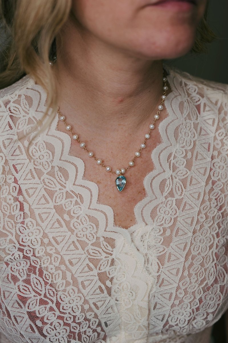 Blue Topaz Pear Shaped Pendant NecklaceBeth ZinkNECKLACES