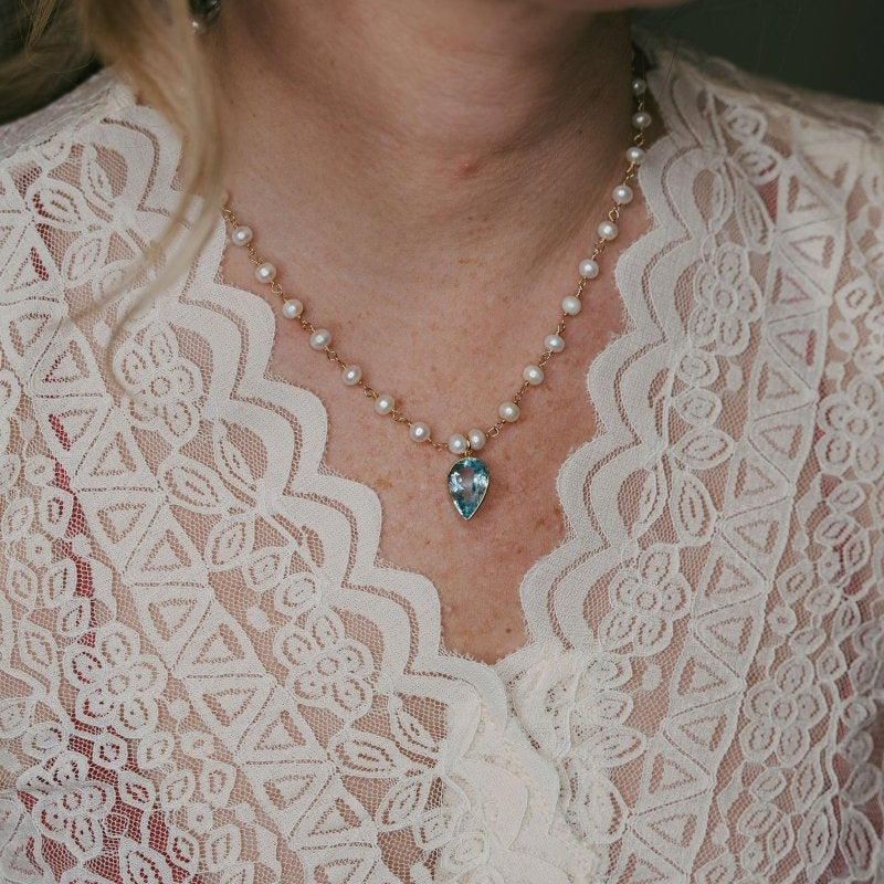 Blue Topaz Pear Shaped Pendant NecklaceBeth ZinkNECKLACES