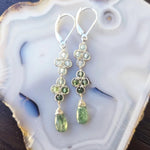 Blue Zircon & Green Tourmaline Clover Drop Earrings with KyaniteMichelle PresslerEARRINGS