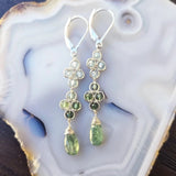 Blue Zircon & Green Tourmaline Clover Drop Earrings with KyaniteMichelle PresslerEARRINGS