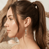 Blue Zircon & Green Tourmaline Clover Drop Earrings with KyaniteMichelle PresslerEARRINGS