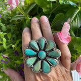 Bold Green Turquoise Blossom Ring – AdjustableZiabirdRINGS