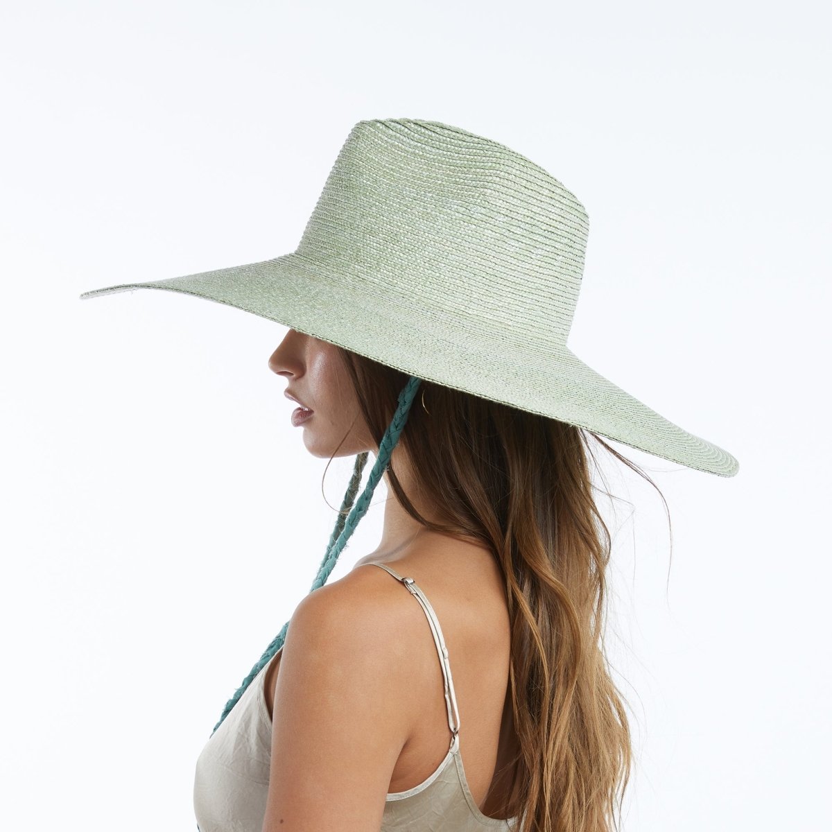 Brie Wide Brim Straw Sun Hat in SageW Y E T HSun Hat